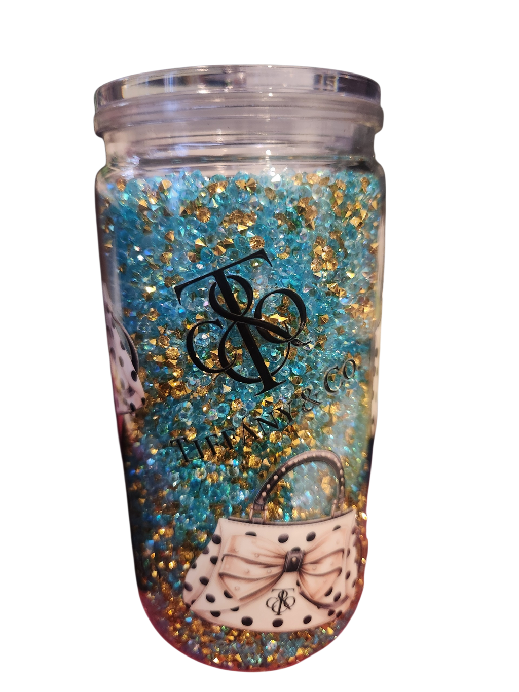 Pre Made T & CO Rhinestones 16oz cup