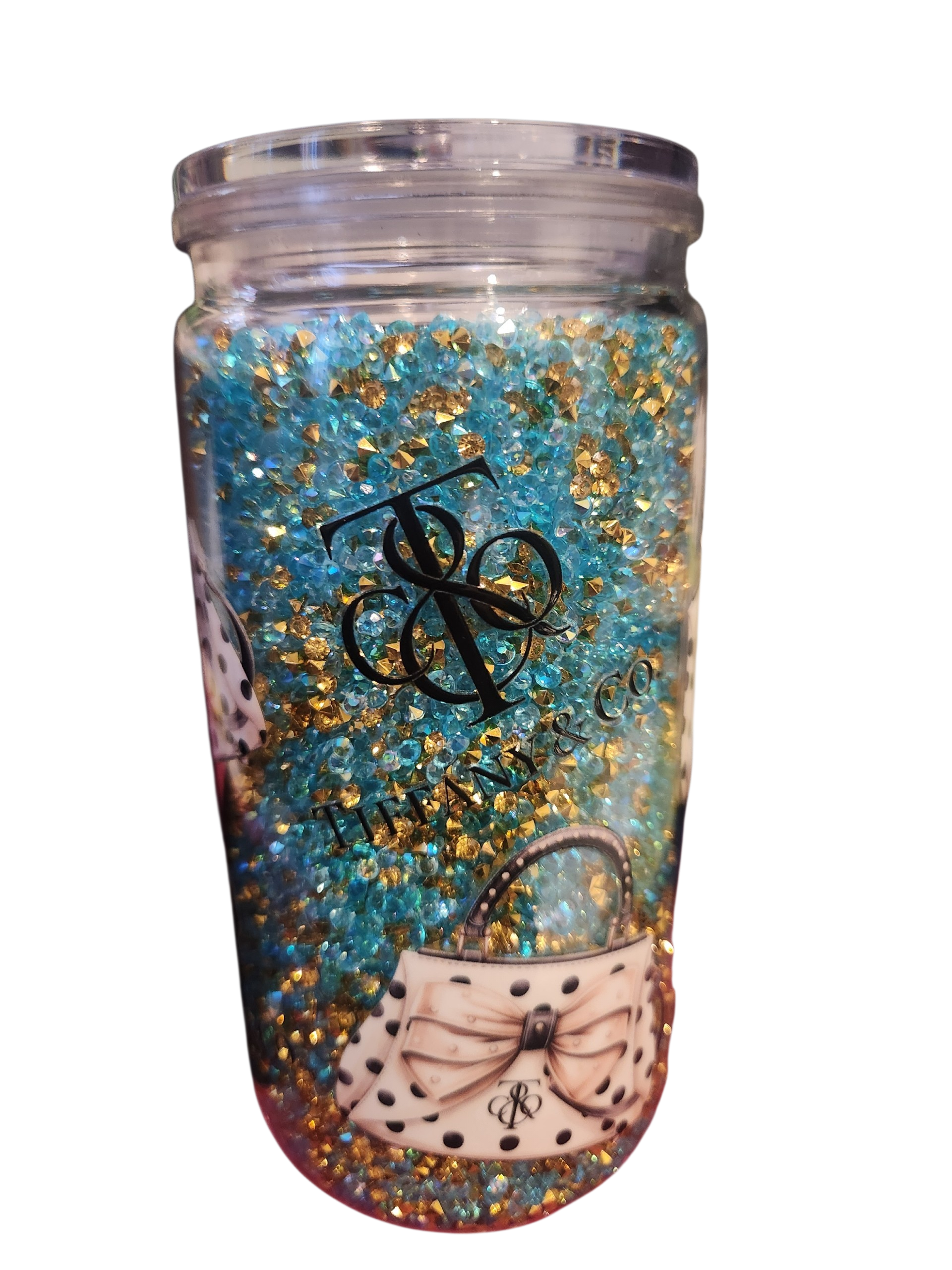Pre Made T & CO Rhinestones 16oz cup