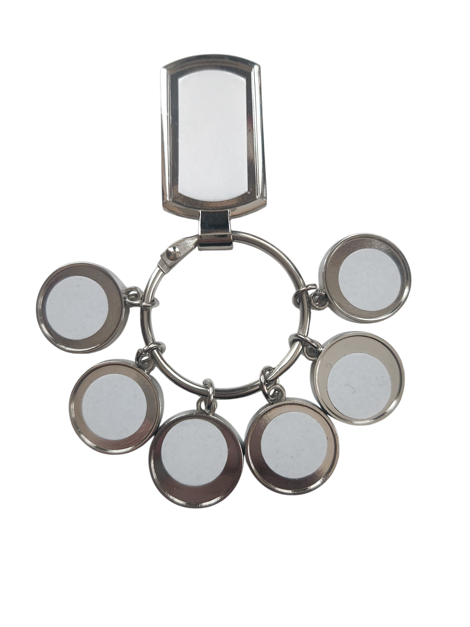 personalised Photo Family Keychain  Rectangle keyring with 6 circle keyrings